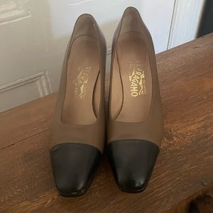 Iconic Ferragamo Two-Tone block heels